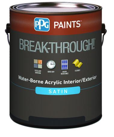 Paint, Interior/Exterior, Acrylic Latex, BREAK THROUGH, Satin, Midtone Base, 3.78 liter