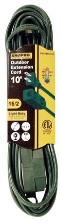 Extension Cord, Outdoor, 3 Meter, 16/2 PXWT, 2 Prong/3 Outlet, GREEN