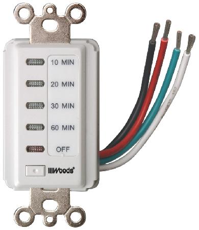 Timer, Wire-In, 4-Setting (10 - 60 minutes) with On-Off, White