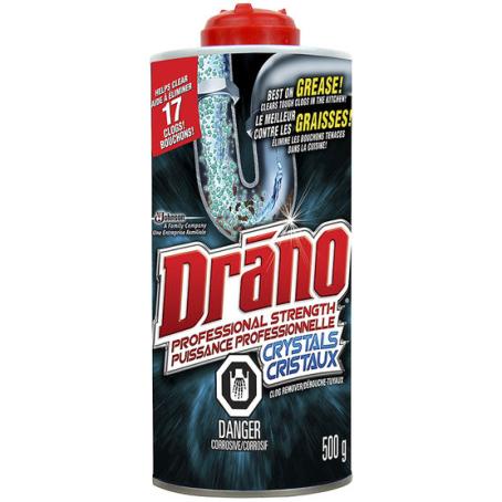 Drain Opener, DRANO Crystal, 500 gr