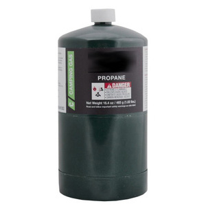 Propane Fuel, 475 gram, GREEN disposable cylinder (soldering, camping)