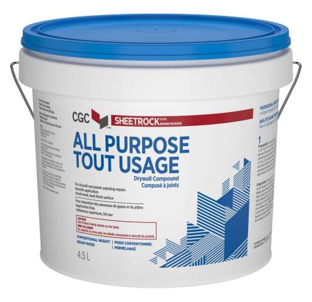Drywall Compound, All-Purpose, 7 kg (4.5 liter) bucket, CGC (blue lid)