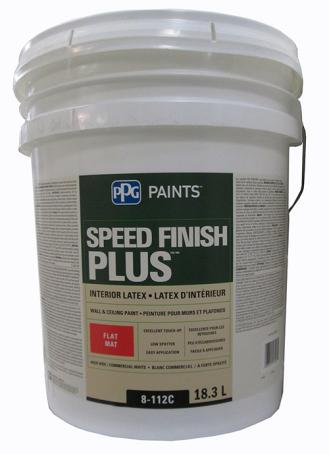 Paint, Interior, Wall & Ceiling, PPG Speed Finish Plus, Flat, Commercial White 18.9L