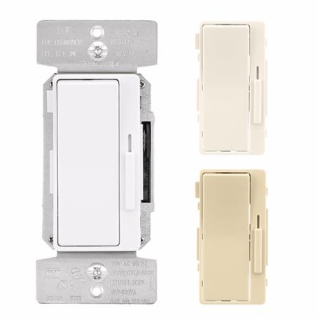 Dimmer Switch, Single Pole/3-Way, Slide with Pre-Set, WHITE/ALMOND/IVORY (All Bulb Types)