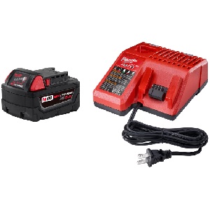 Battery & Charger f/Cordless Tools, M18 Red Lithium, XC 5.0 amp-hours, Milwaukee