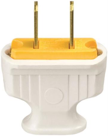 Electrical Plug, 2-Prong, Flat, 15 Amp,/125 Volt, WHITE