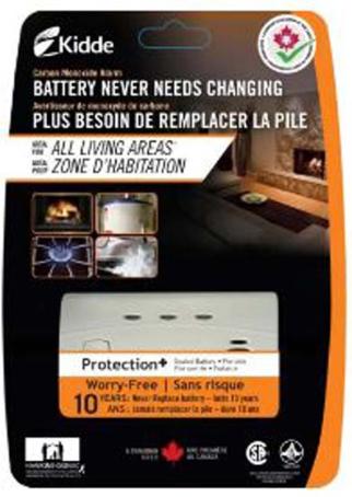 Carbon Monoxide Detector, Sealed Lithium Battery, Digital Display, with Test Button, Kidde