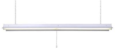 Shop Fixture, Integrated LED, White w/Reflector, 5 ft Cord & Pull Switch, 0 Watt, Wire-In , 47-1/4